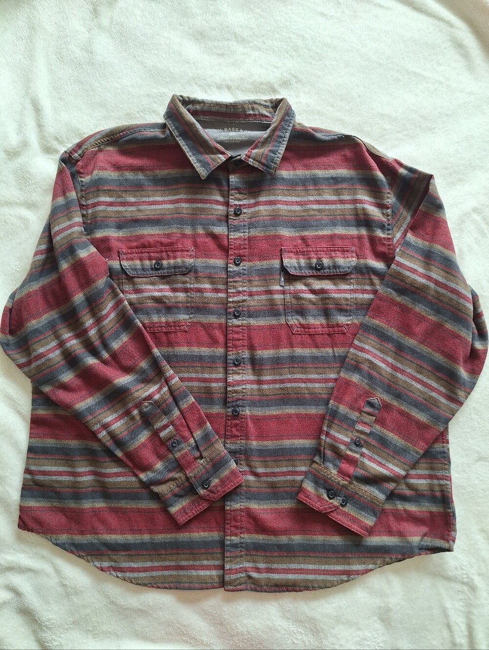 GH Bass Co Men 2XL Flannel Button Up Shirt Striped Long Sleeve Shacket Gray